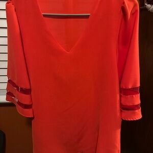 Vibrant Red V-Neck Blouse